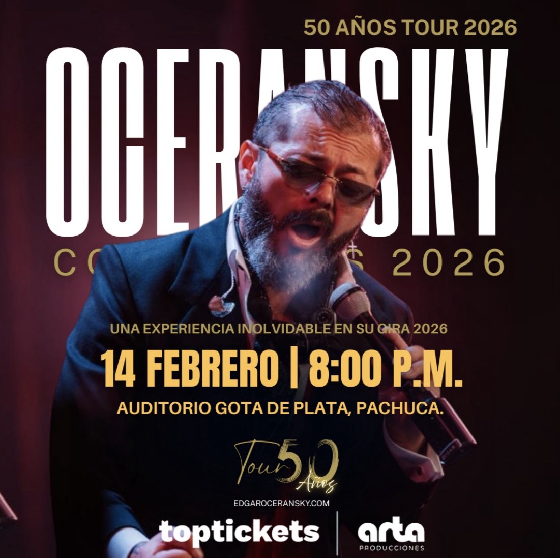Regresa Edgar Oceransky a Pachuca con su “50 Años Tour”