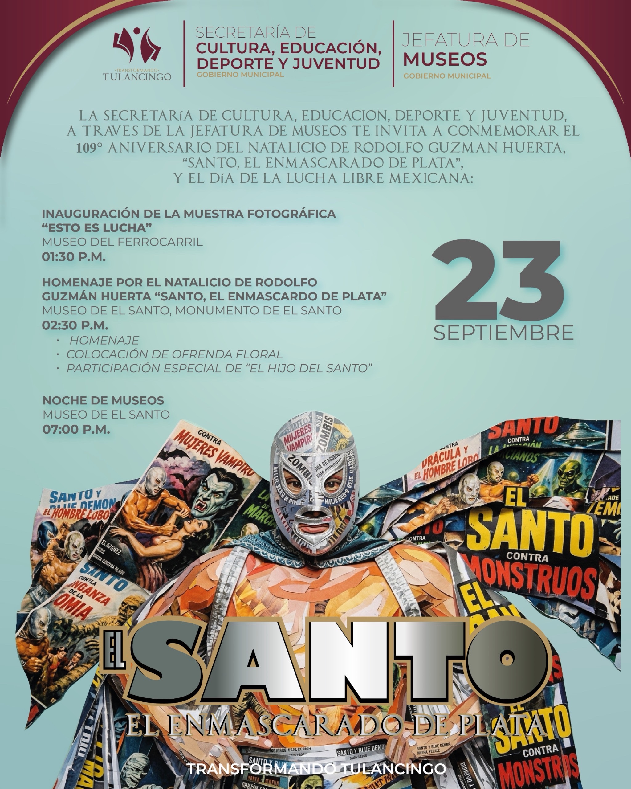 Tulancingo rinde homenaje a El Santo “El Enmascarado de Plata” con exposición fotográfica y Noche de Museos